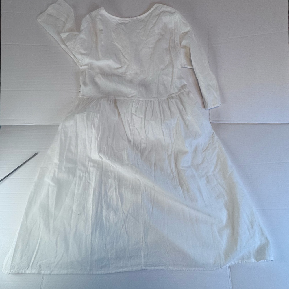 Women’s White Boho Peasant Midi Dress 2XL Embroidered Empire Waist Cottagecore - Picture 14 of 14